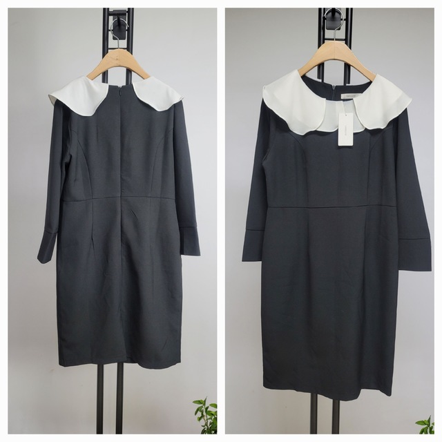 resell vintage::Korea (새상품)- 빅 카라 블랙 원피스