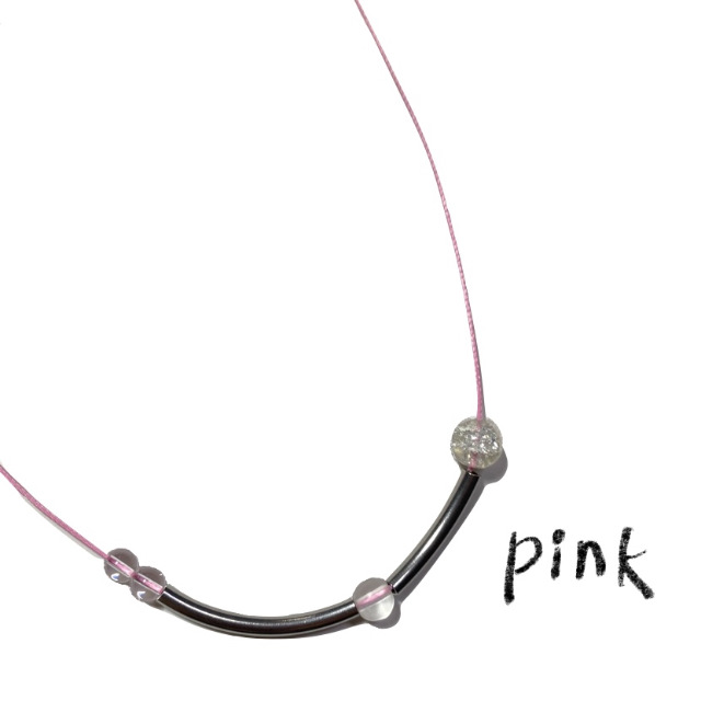 Crystal White ball -Silver bar PINK