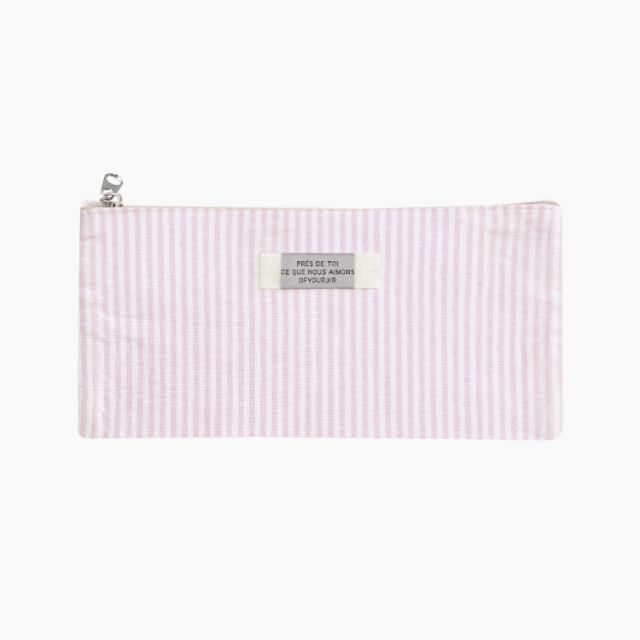 Pencil Case, Faded Pink Stripe