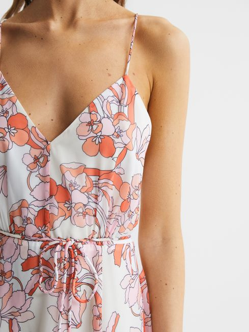 REISS PIPPA FLORAL PRINTED MIDI DRESS