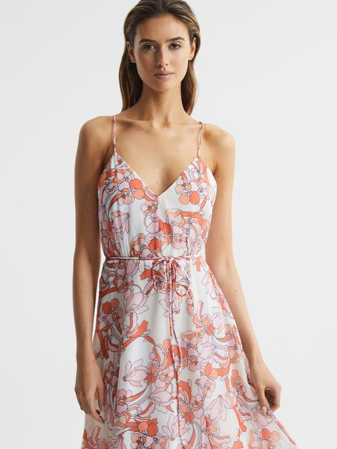 REISS PIPPA FLORAL PRINTED MIDI DRESS