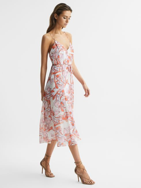 REISS PIPPA FLORAL PRINTED MIDI DRESS