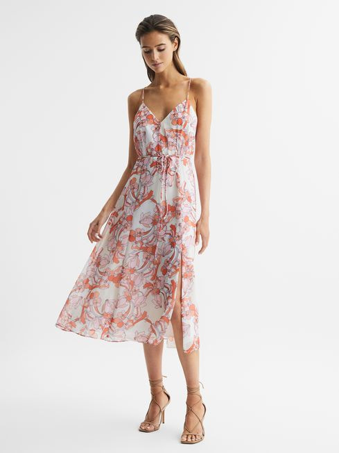 REISS PIPPA FLORAL PRINTED MIDI DRESS