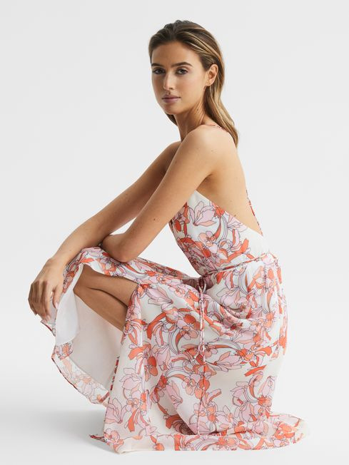 REISS PIPPA FLORAL PRINTED MIDI DRESS