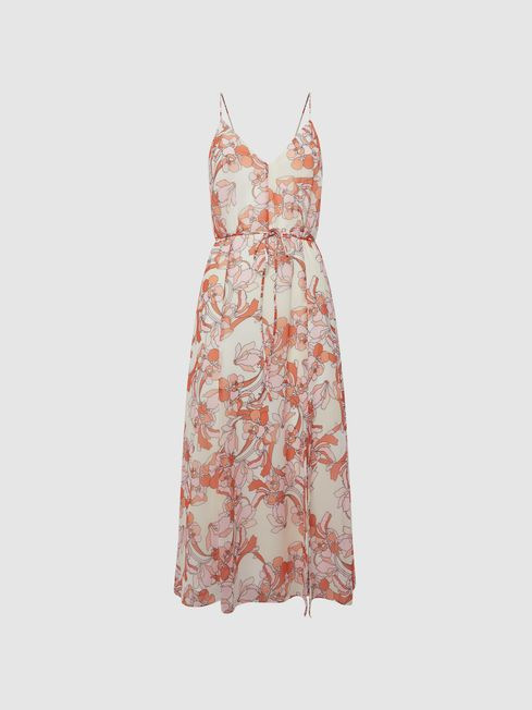 REISS PIPPA FLORAL PRINTED MIDI DRESS