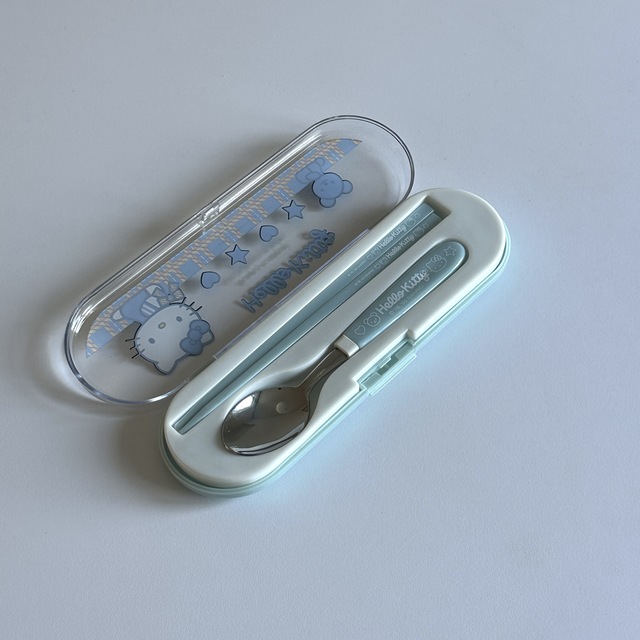 키티 고전 블루밍 수저케이스set