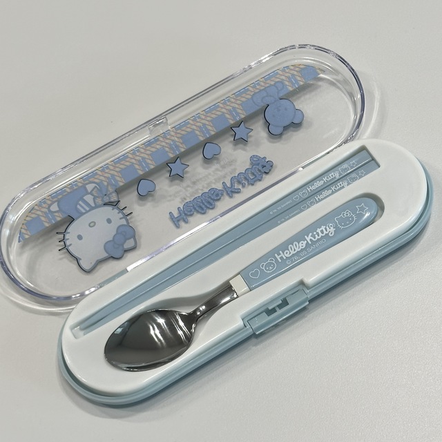 키티 고전 블루밍 수저케이스set