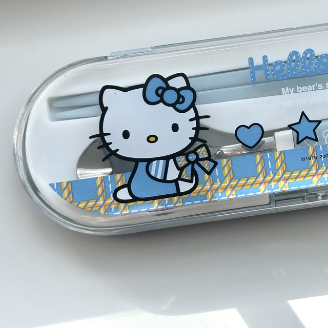 키티 고전 블루밍 수저케이스set