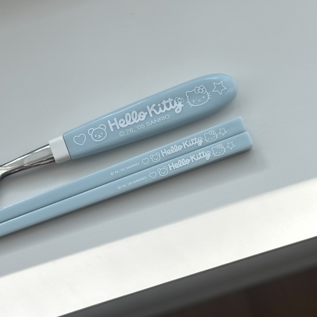 키티 고전 블루밍 수저케이스set