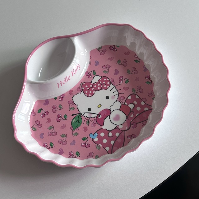 키티 고전 앵두 멜라민 접시