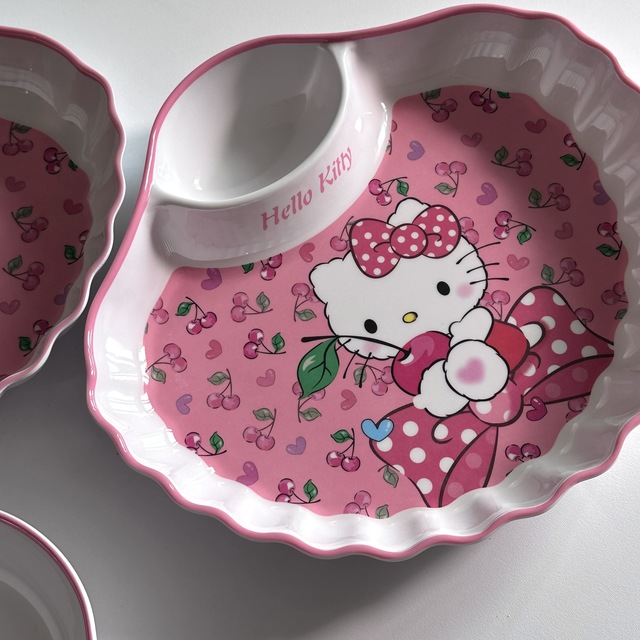 키티 고전 앵두 멜라민 접시