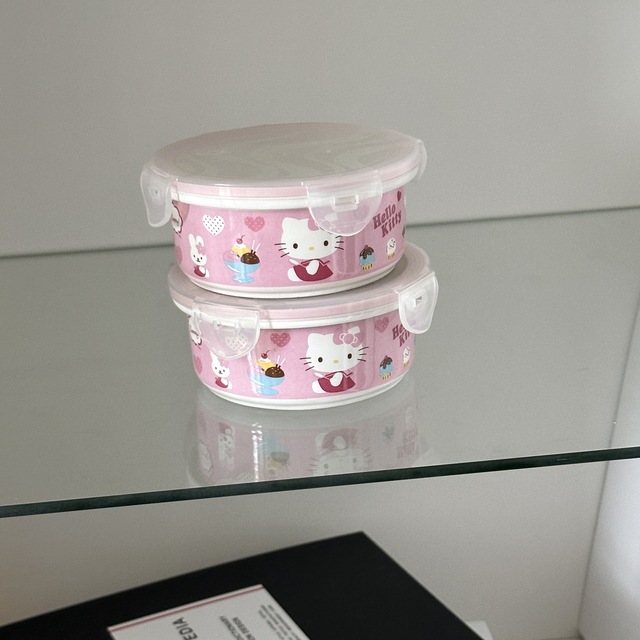 키티 고전 핑크 밀폐용기(250ml)