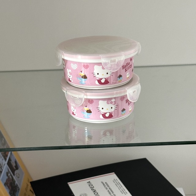 키티 고전 핑크 밀폐용기(250ml)