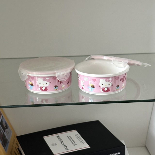 키티 고전 핑크 밀폐용기(250ml)