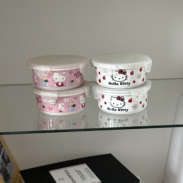 키티 고전 핑크 밀폐용기(250ml)