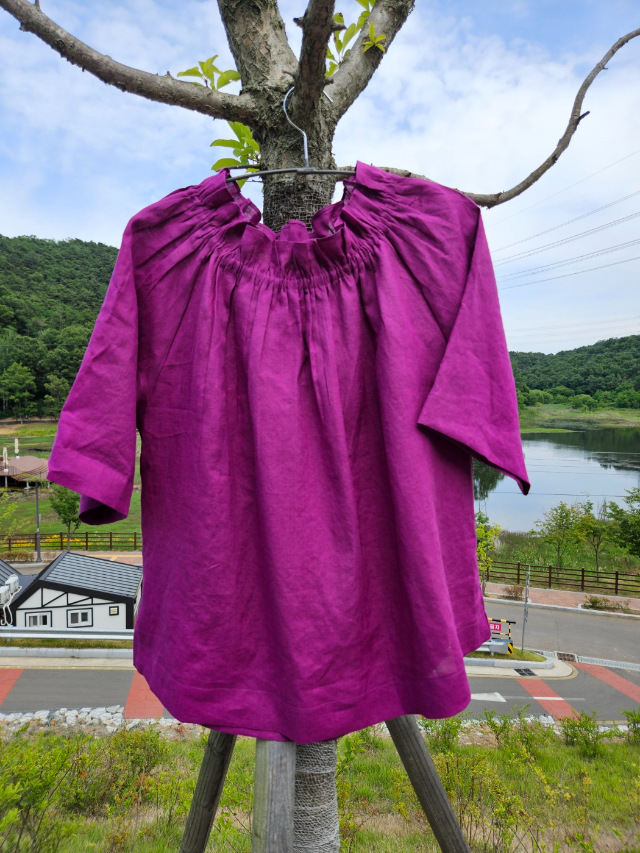 린넨100 셔링 (비비드)(마젠타 소량)