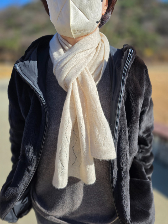 캐시미어100 (하단) 물결 머플러