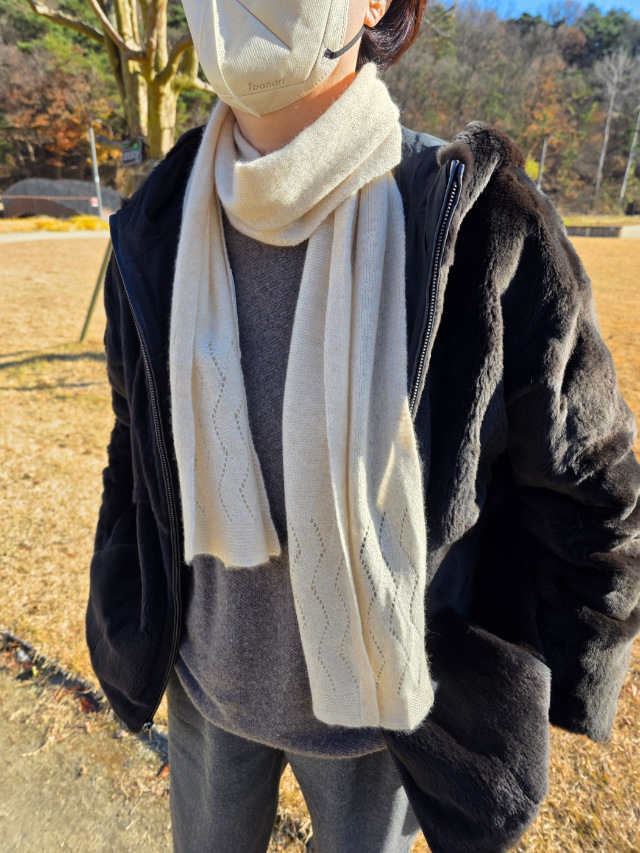 캐시미어100 (하단) 물결 머플러