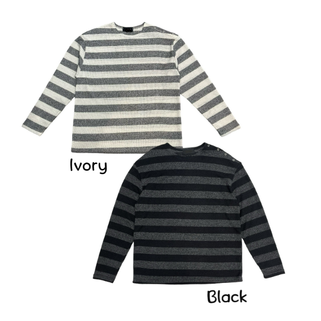 스트라이프 아일렛 스냅 티셔츠 2color