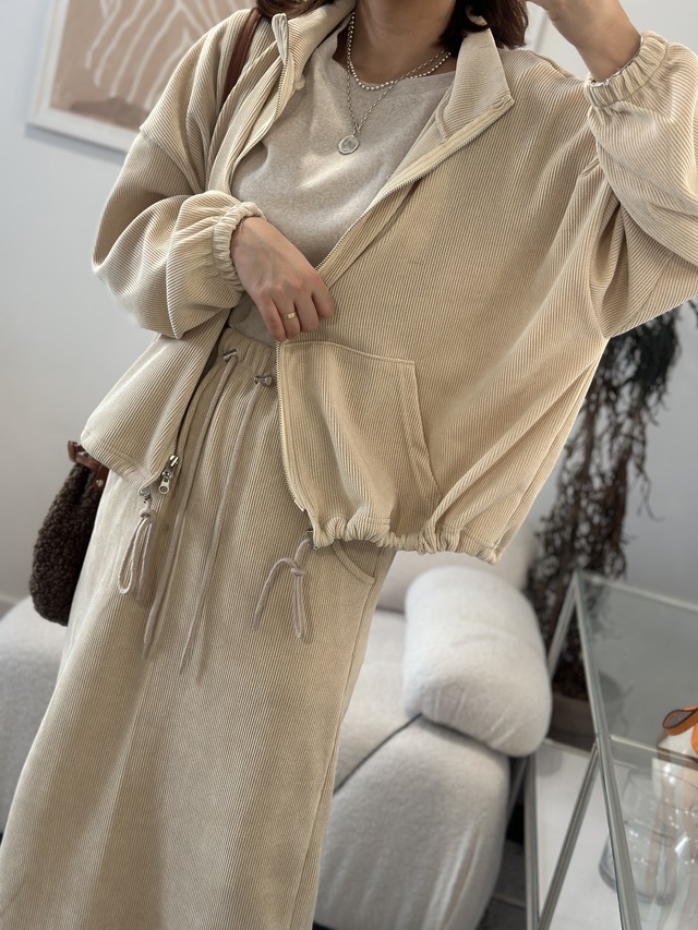 카인  집업 골덴 스커트세트