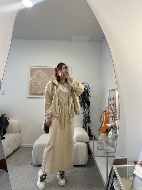 카인  집업 골덴 스커트세트